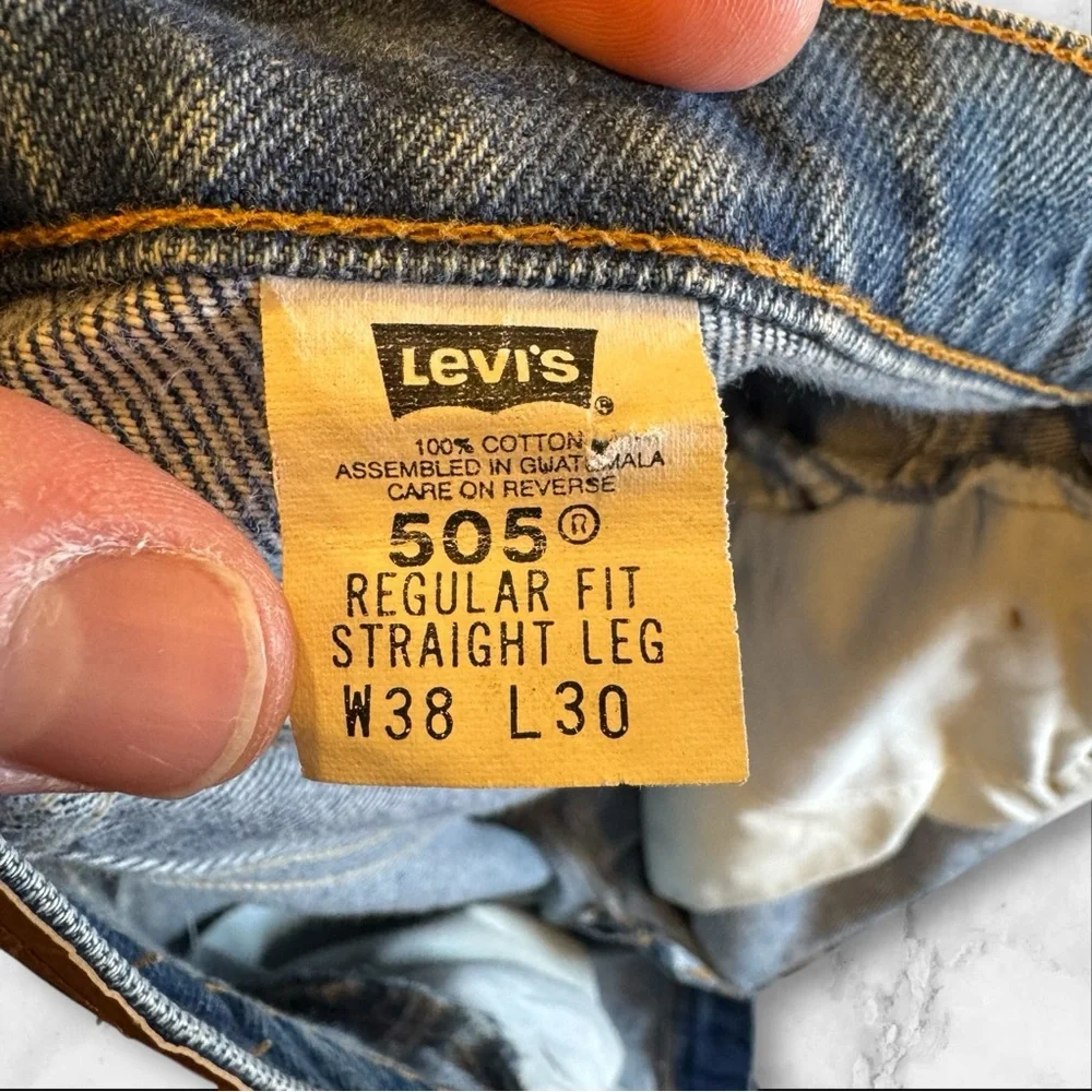 Vintage Levi’s 1996 Orange‎ Tab Men’s Faded Blue Jeans 38x30 505 Reg Straight